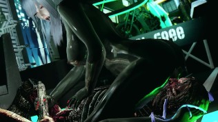 skyrim sexy latex catsuit girl X monster