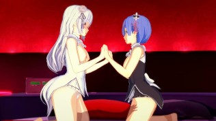 Zero Emilia X Rem Threesome 3D Hentai