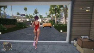 SunbayCity [SFM Hentai game] Wandering around in a sexy red one piece swimsuit in a GTA parody